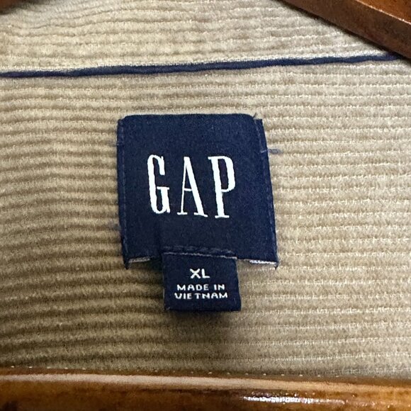 GAP Long Sleeve Shirt Men XL Button up Casual Corduroy Brown Tan Prep Minimal - Picture 5 of 9